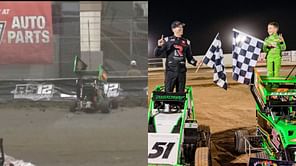 WATCH: Kyle Busch's son Brexton Busch imitates father, takes a tumble during Tulsa Shootout's Junior class