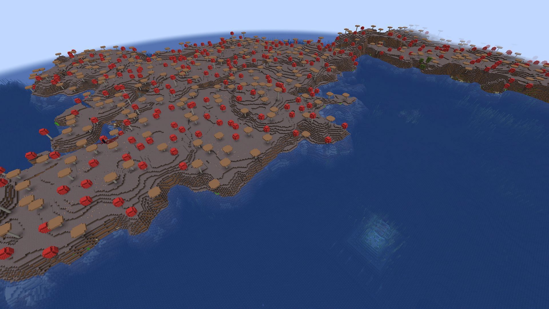 An incredibly large mushroom island awaits Minecraft fans in this seed (Image via Fragrant_Result_186/Reddit)