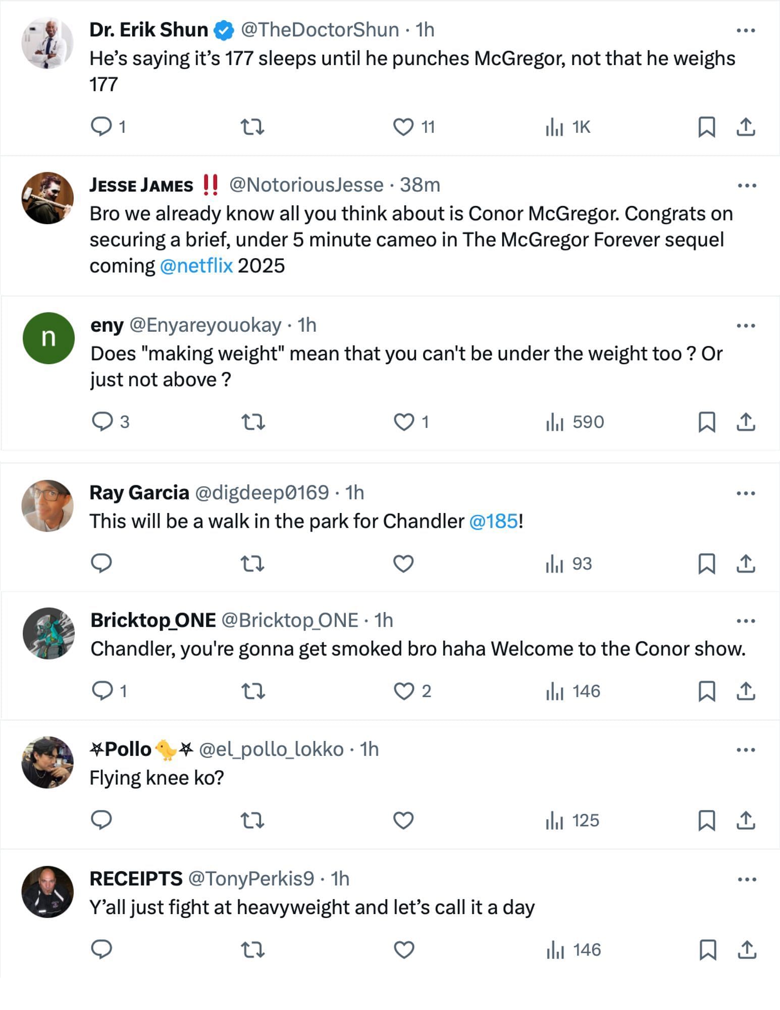 Fan reactions to Michael Chandler&#039;s tweet [via @mikechandlermma on X]