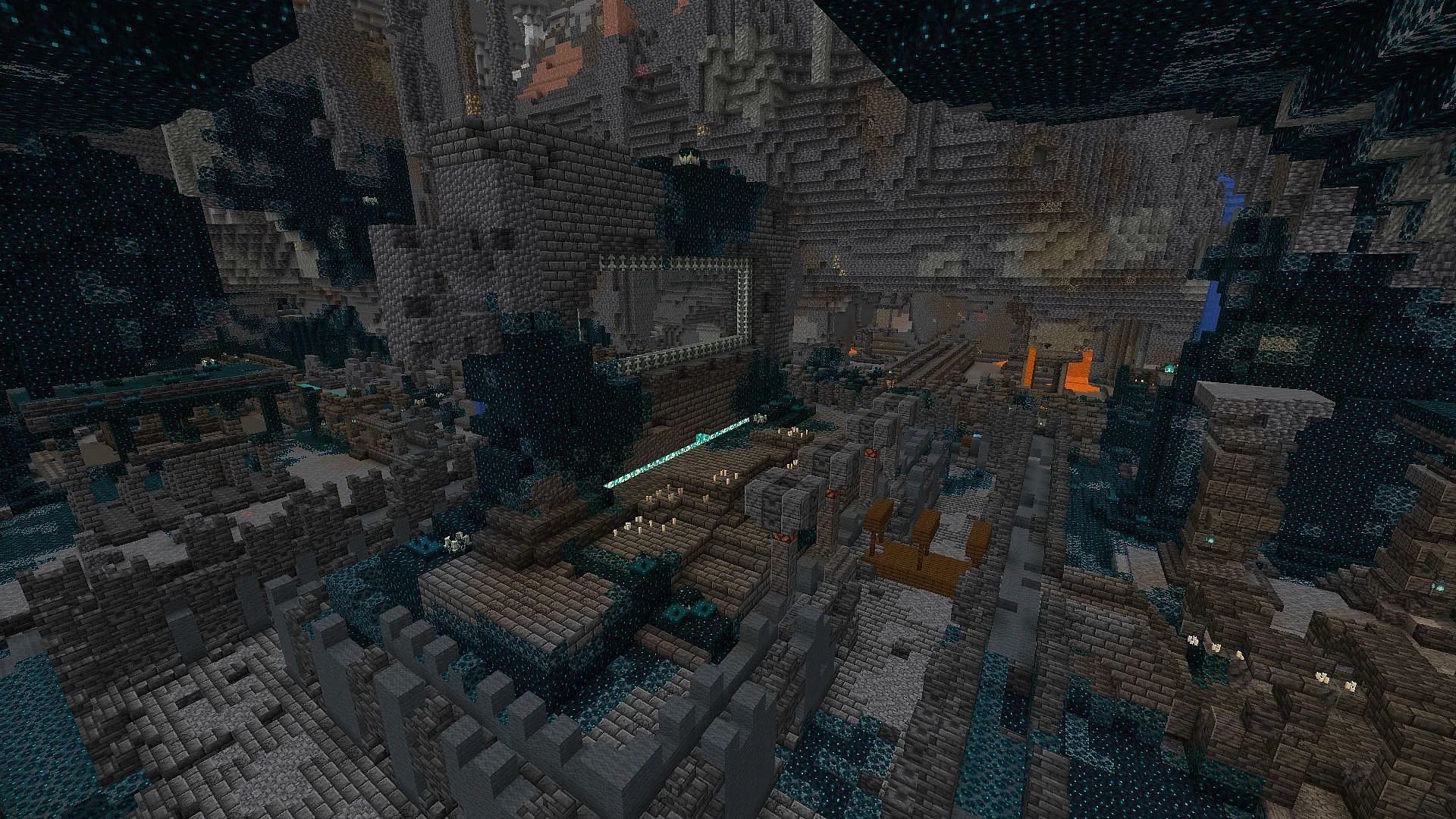 An ancient city awaits Minecraft fans digging for a trial chamber near the spawn (Image via Mojang)