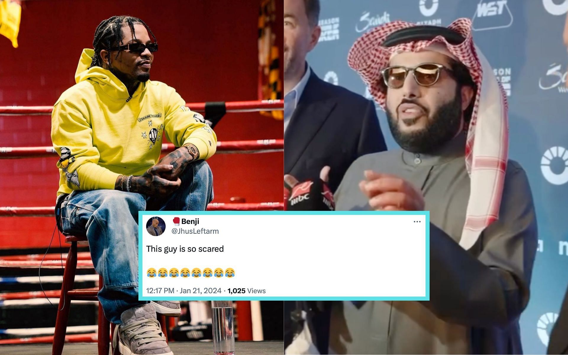 Gervonta Davis (left) responds to a fan comment on Turki Alashikh (right) and Saudi Arabia [Photo Courtesy @gervontaa and @turkialashik on Instagram]