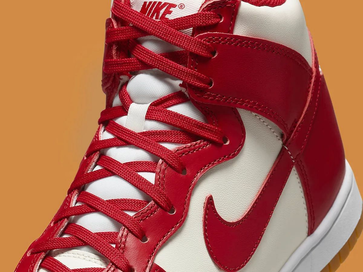 Nike Dunk High &ldquo;Gym Red&rdquo; sneakers (Image via Sneaker News)