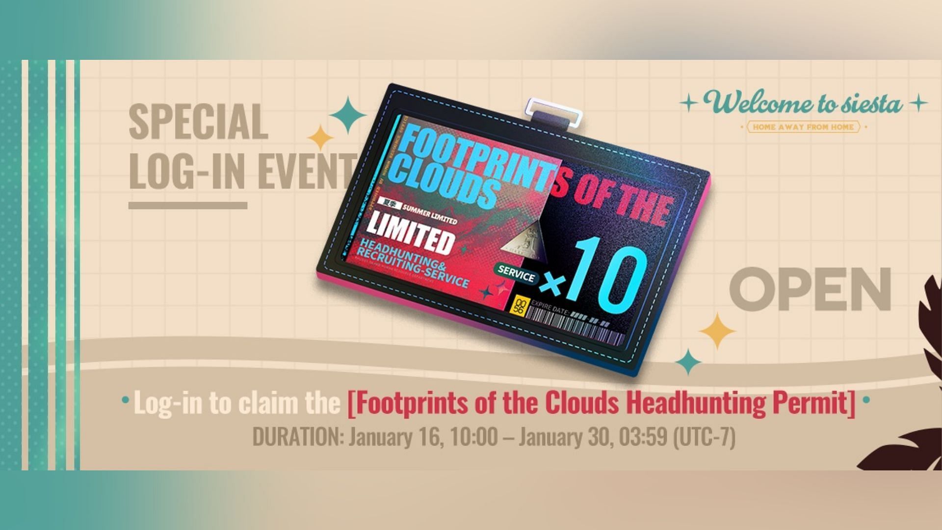 Hypergryph will distribute 10 free Headhunting Permits, Footprints of the Clouds, in its 4th anniversary update (Image via Hypergryph)