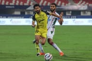 Nikhil Poojary in action for Hyderabad FC against Mohun Bagan SG earlier this season.