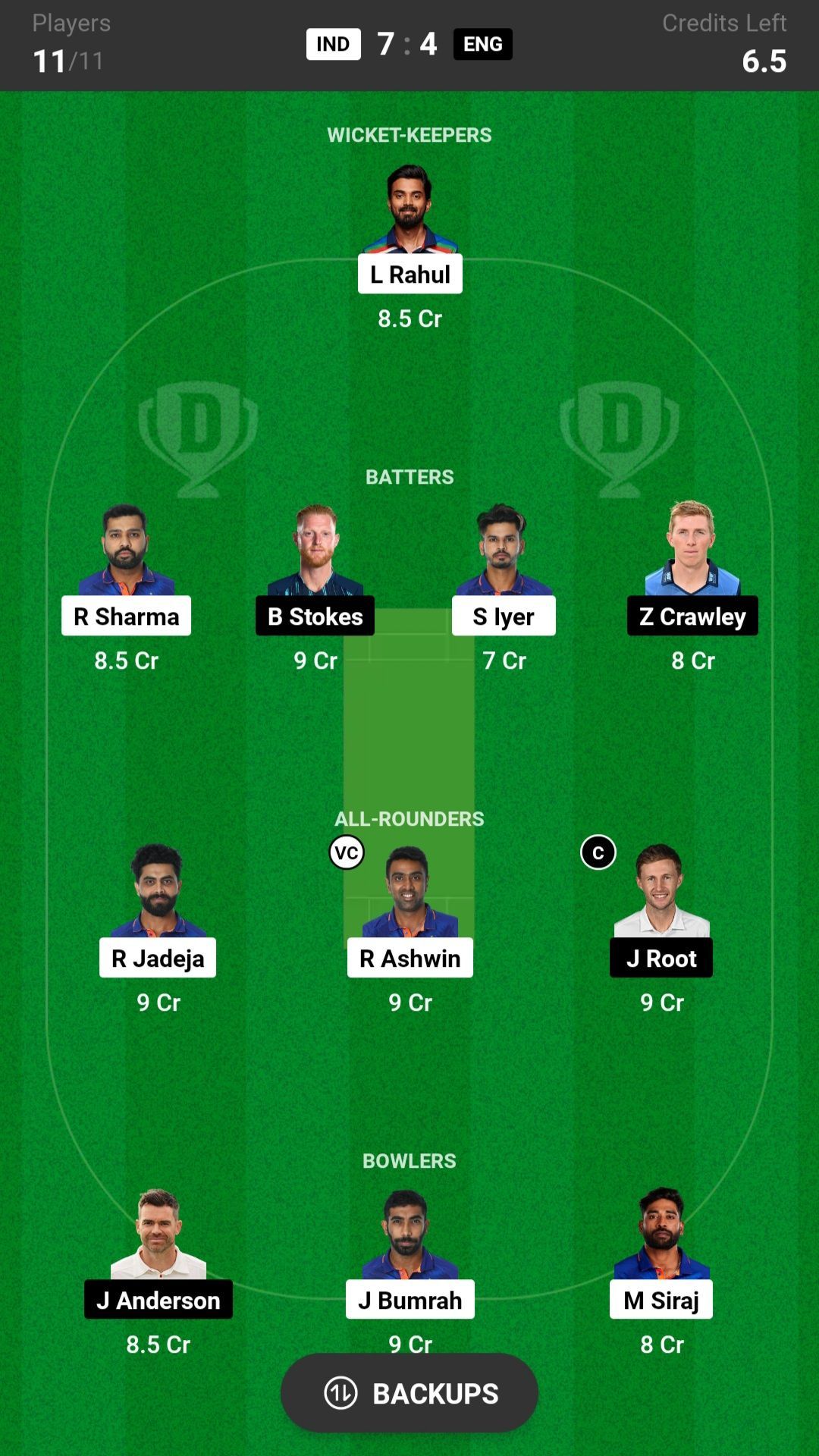 England vs India Dream11 Prediction Today, Grand League