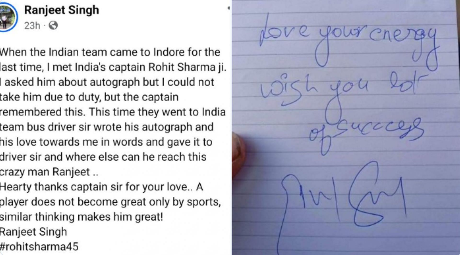 Rohit Sharma drew high praise from the Indore Police officer [Credits: CricCrazyJohns Twitter handle]