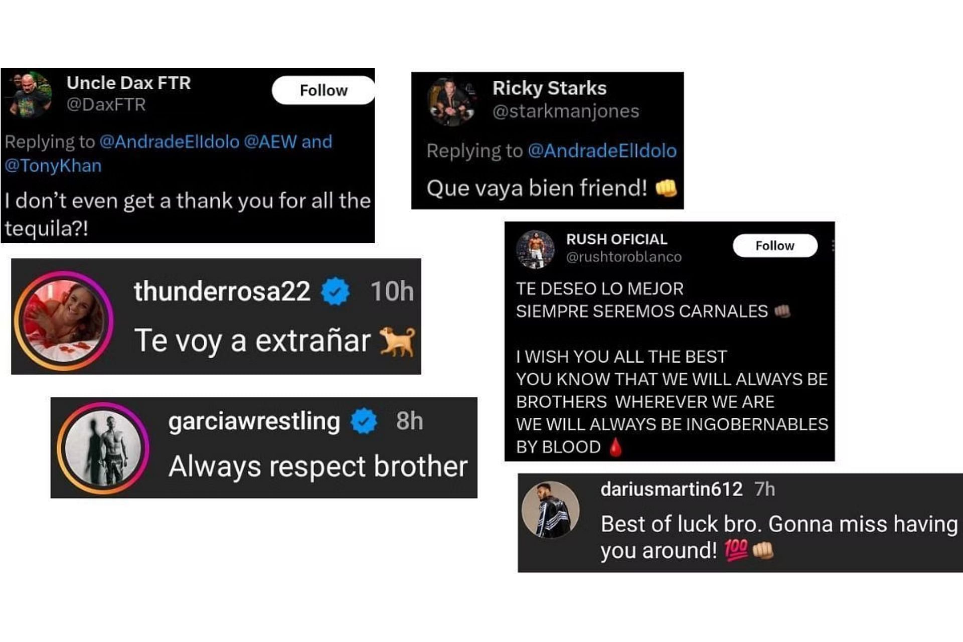 Wrestlers on the AEW roster bid Andrade goodbye.