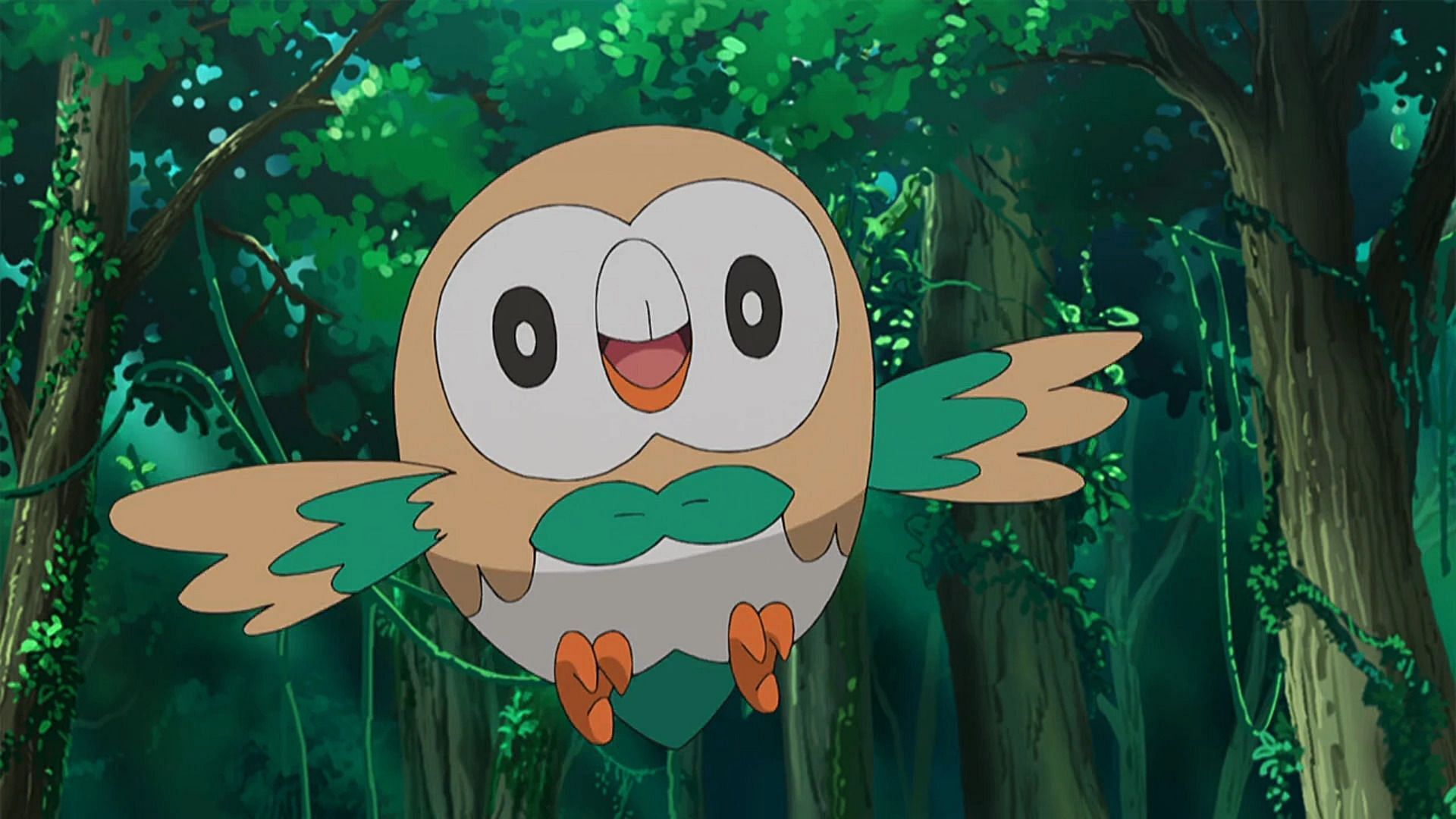 Rowlet as seen in the anime (Image via TPC)