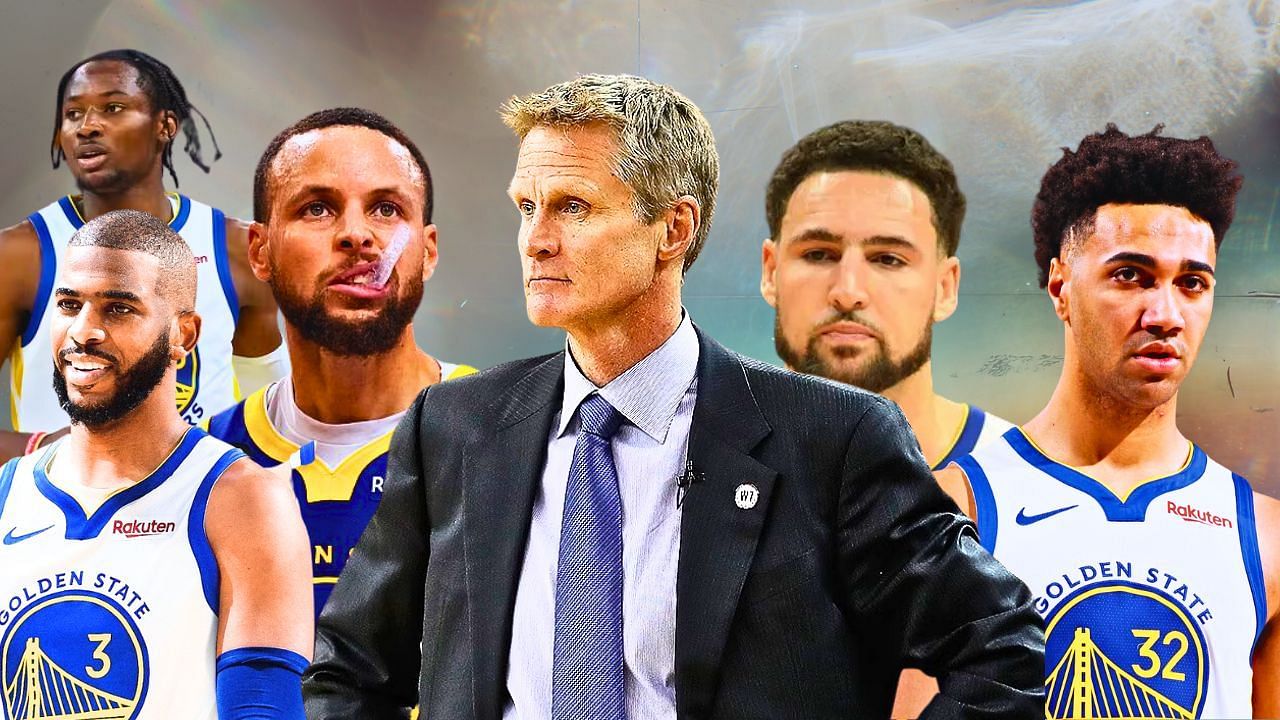 Golden State Warriors coach Steve Kerr (middle) and the Warriors