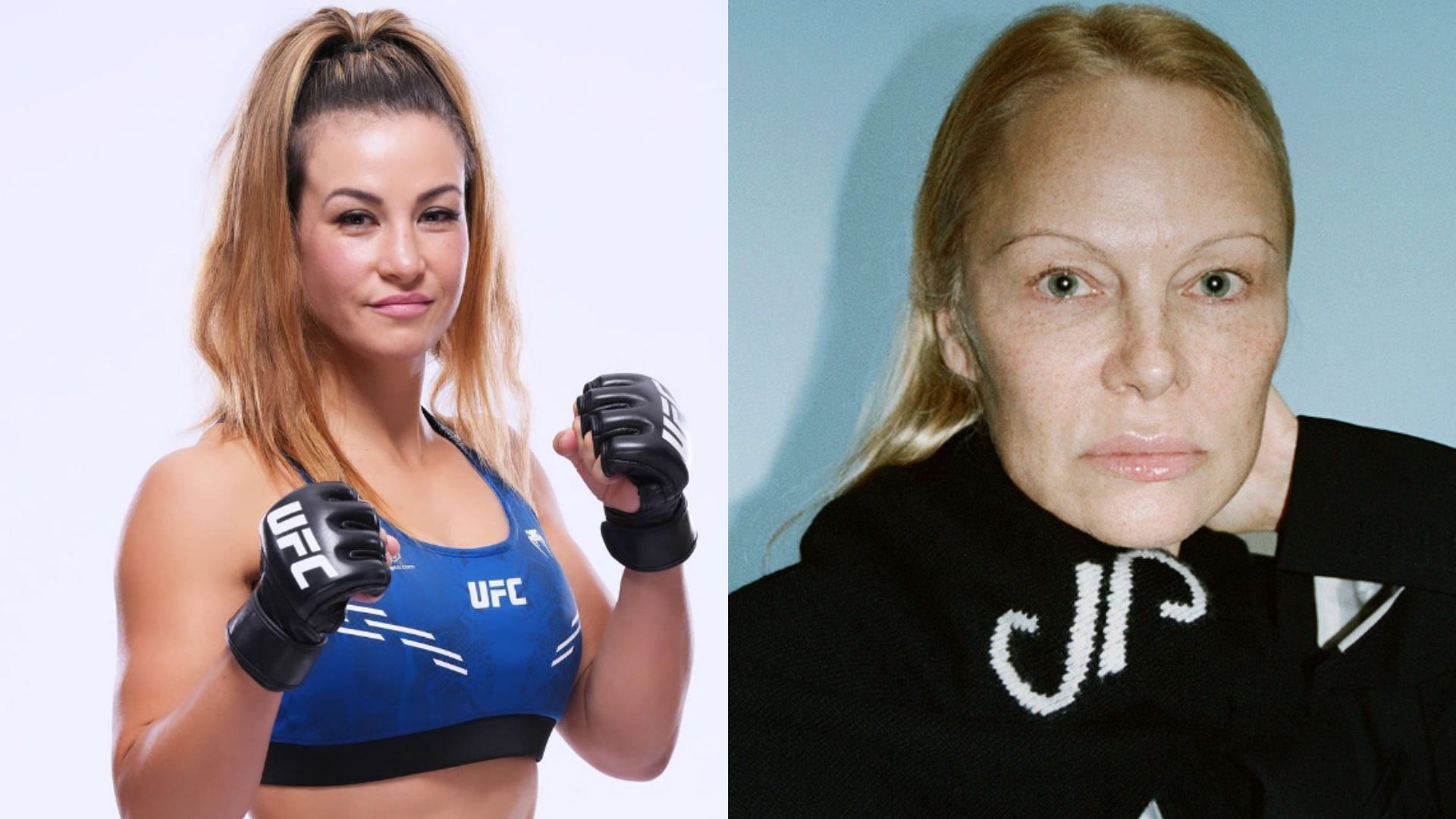 Miesha Tate (left) praises Pamela Anderson (right) for makeup free look [Images courtesy of @mieshatate &amp; @pamelaanderson Instagram]