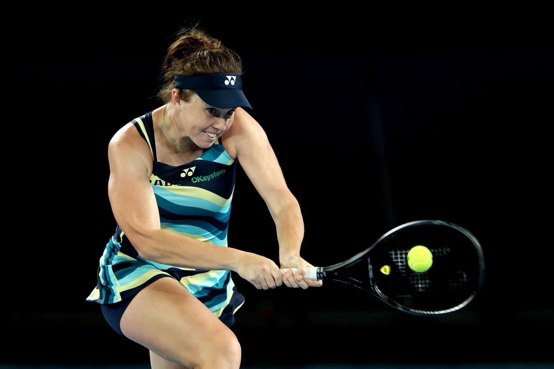 Linda Noskova in action at the Australian Open