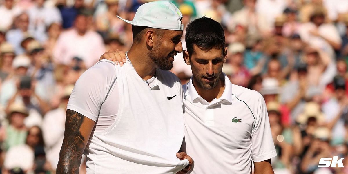 Nick Kyrgios (L) with Novak Djokovic