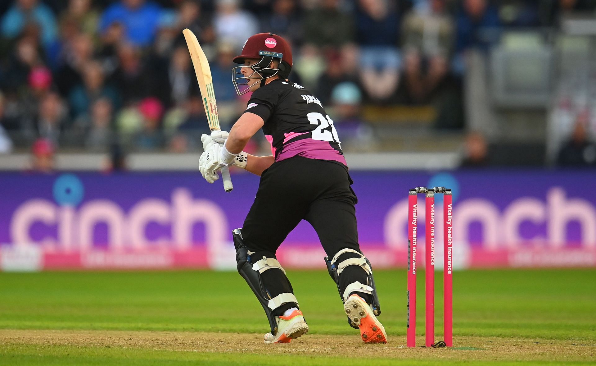 Tom Abell in action for Somerset in the Vitality Blast T20 2023 Final.