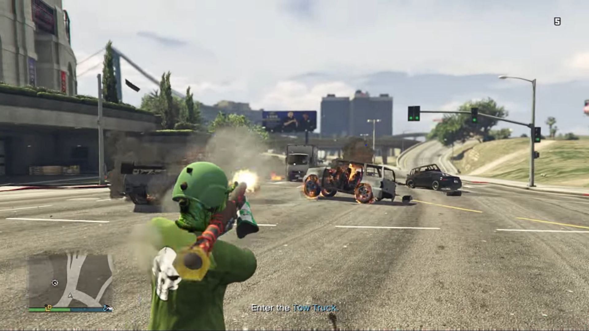 No cops show up while the Tow Truck mission is active (Image via YouTube/GRAVESIGHT )