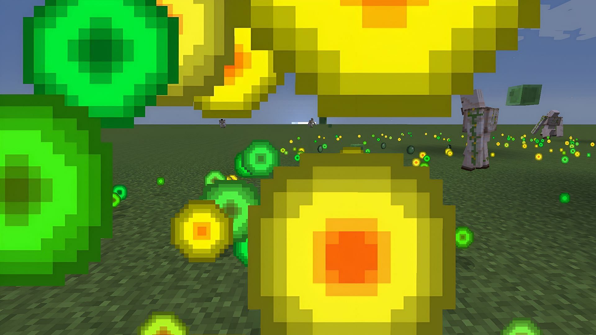 Clumps improves Minecraft FPS by joining large amounts of XP orbs (Image via Mojang)