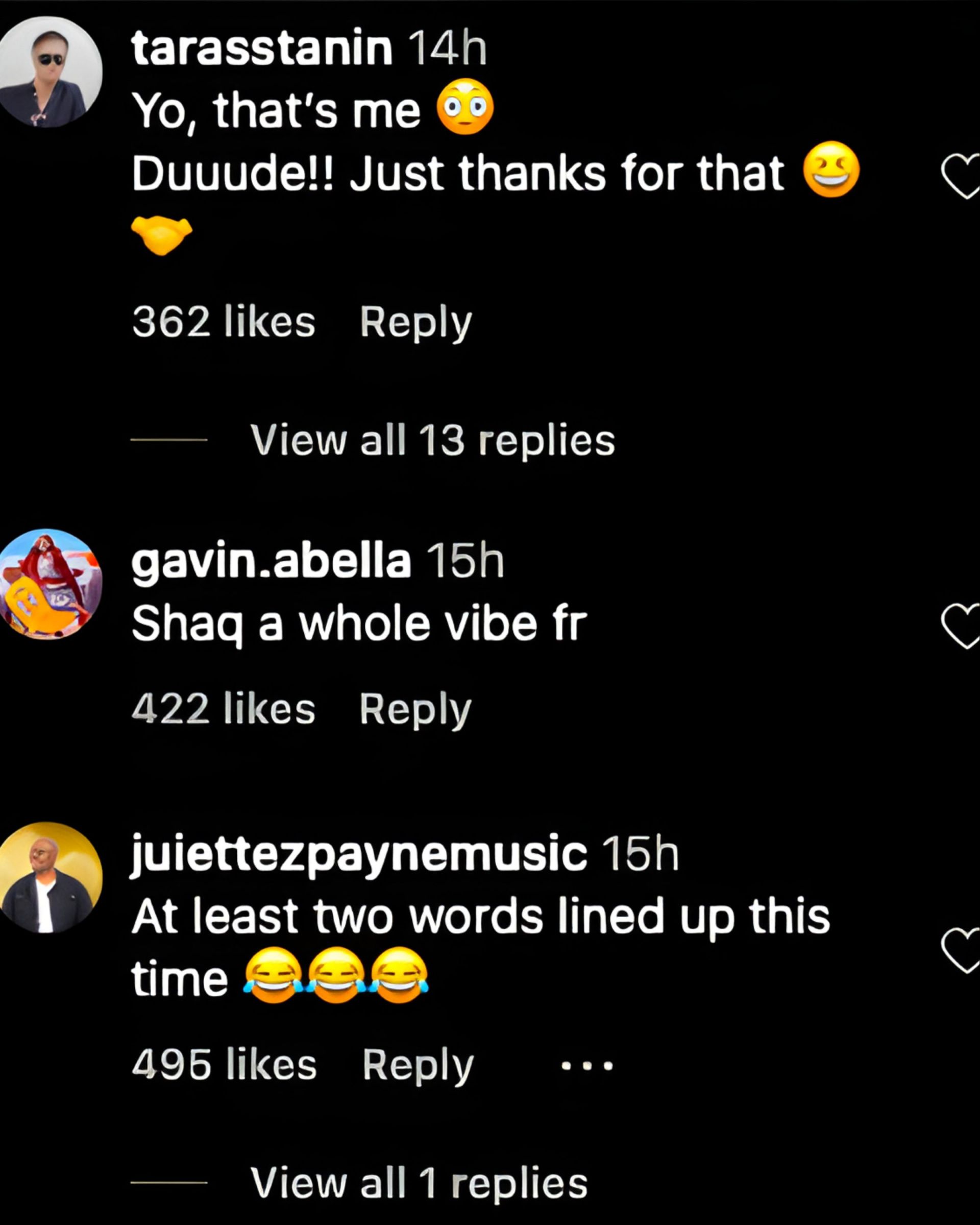 Shaq&#039;s IG Post comments