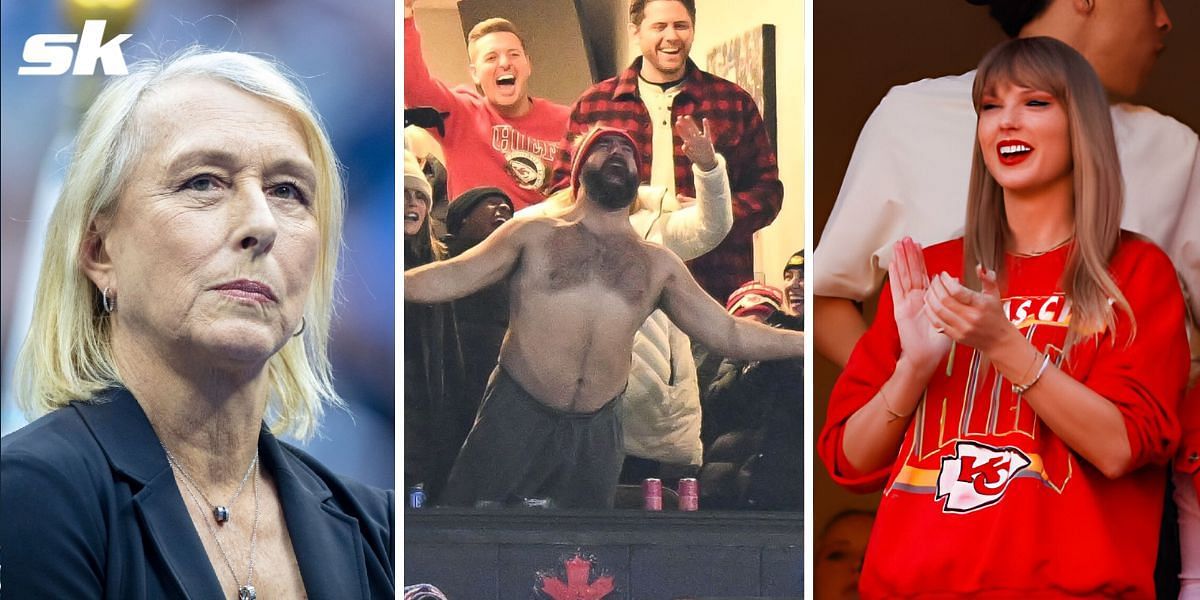 Martina Navratilova (Left), Jason Kelce (Center), Taylor Swift (Right)