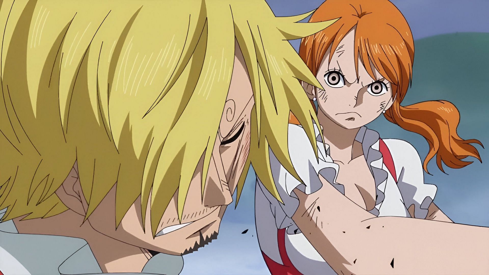 Nami slapping Sanji for disrespecting Luffy (Image via Toei Animation)