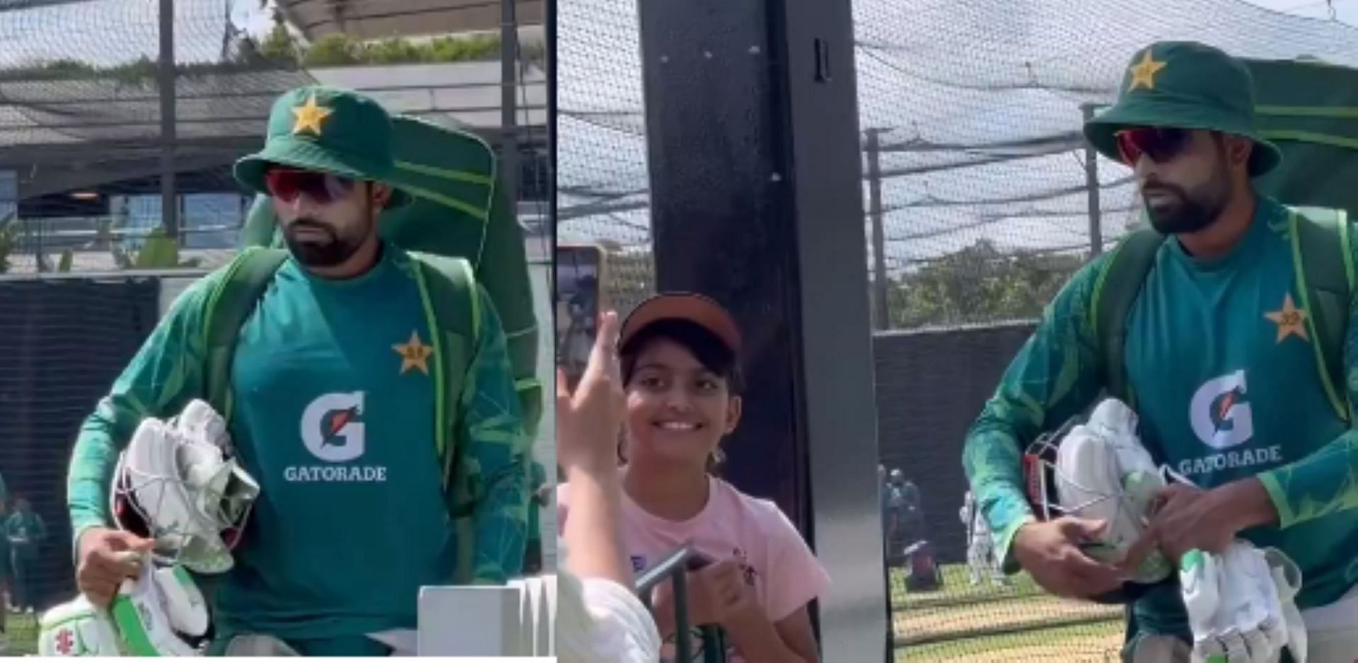 Babar made the gesture while returning from practice ahead of the third Test