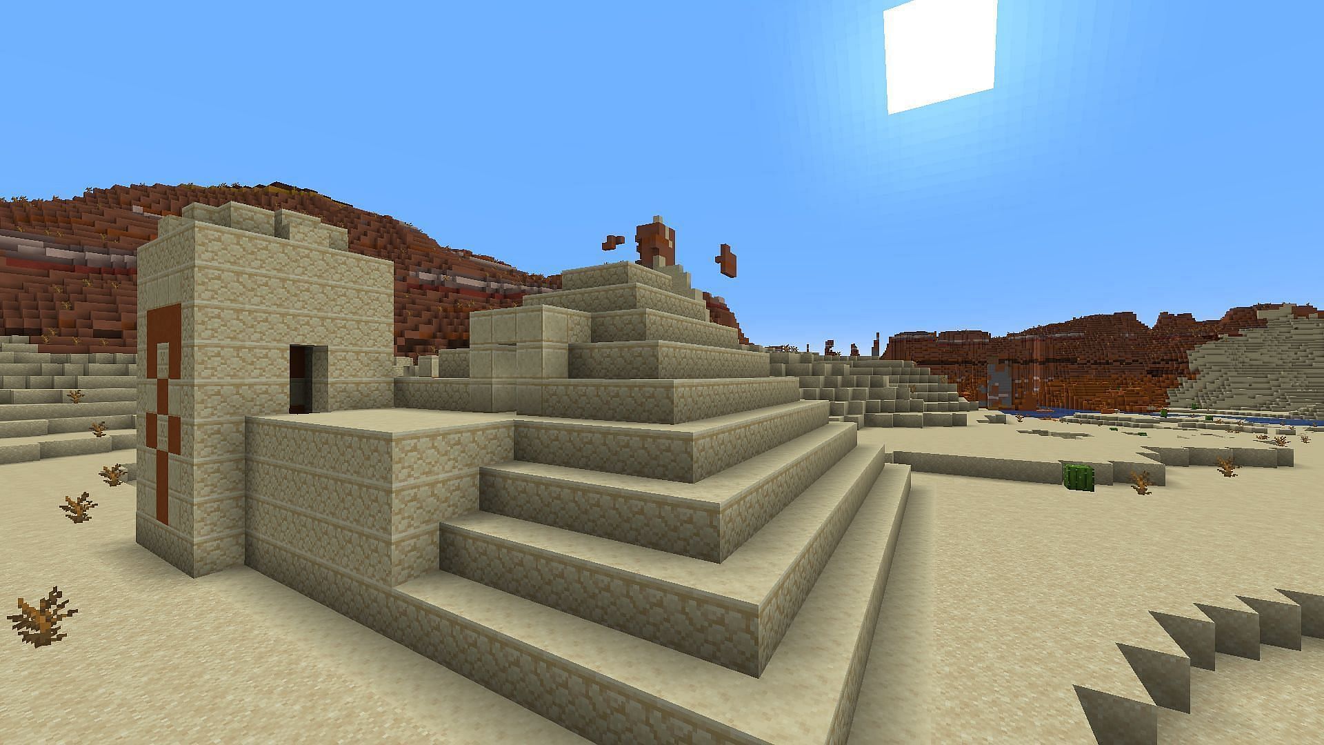 A desert pyramid is only the beginning of this Minecraft Java seed&#039;s bounties (Image via Mojang Studios)