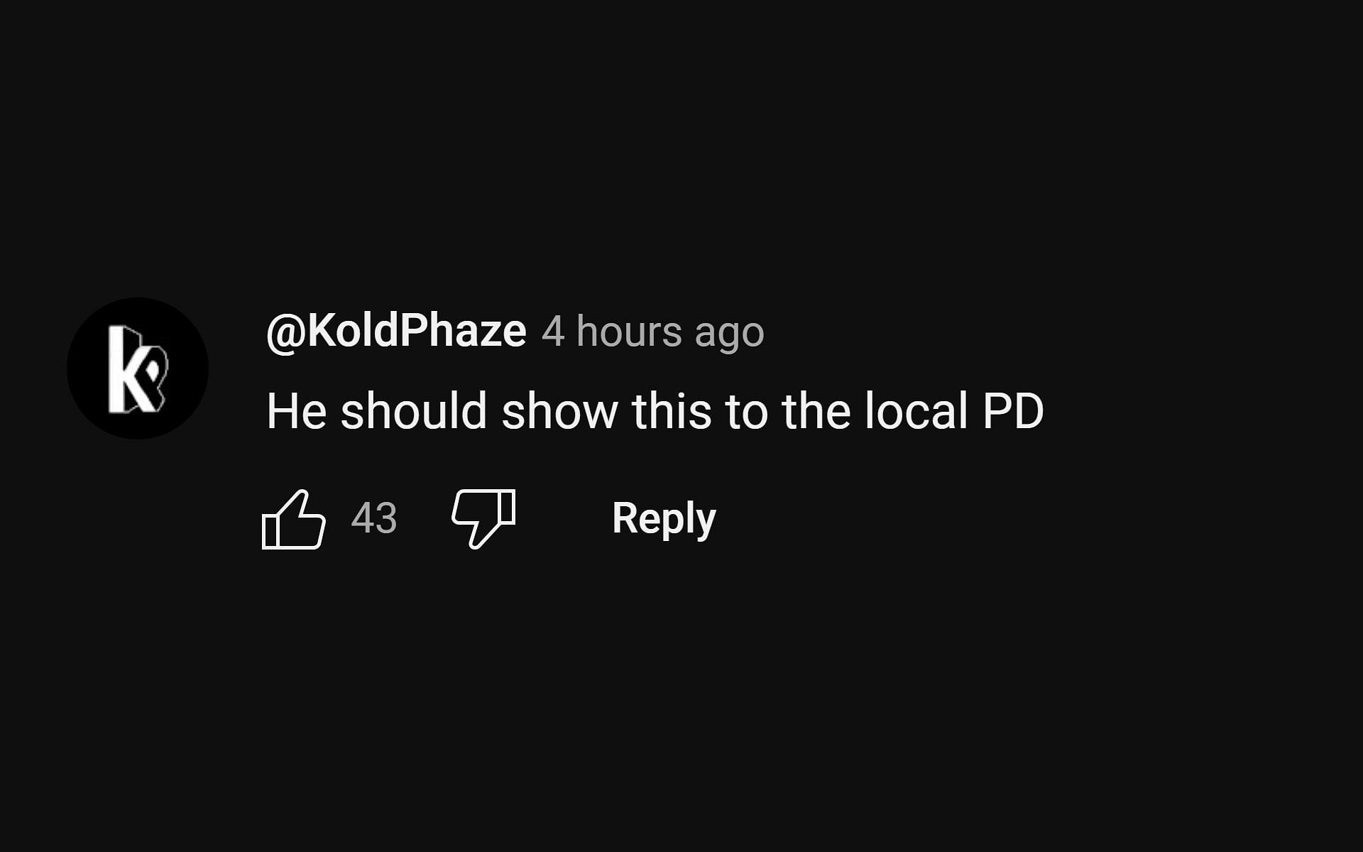 One fan stated that the streamer should disclose the gun at the local police department (Image via YouTube comments section)