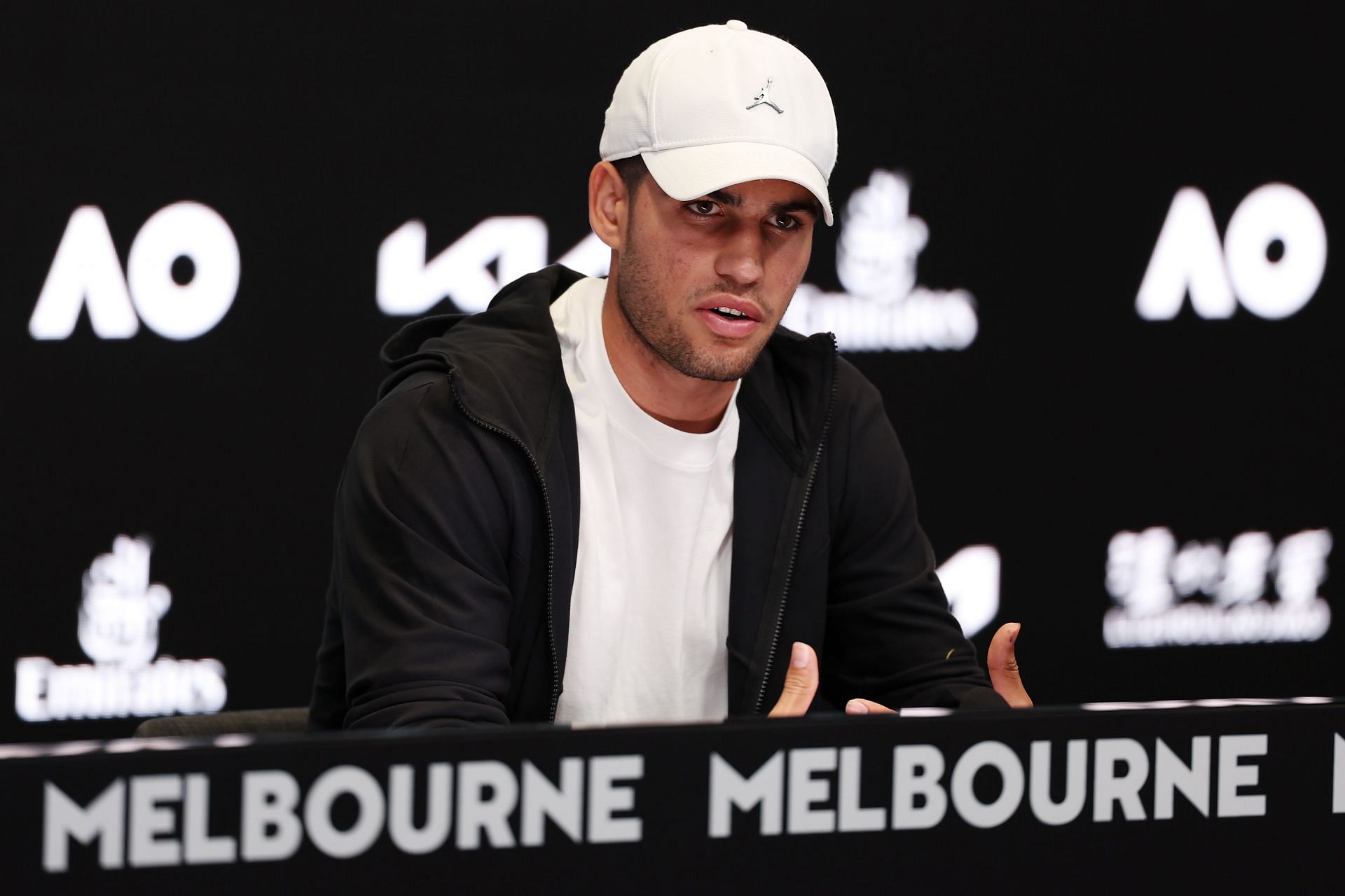 Carlos Alcaraz addresses a press conference: Australian Open 2024