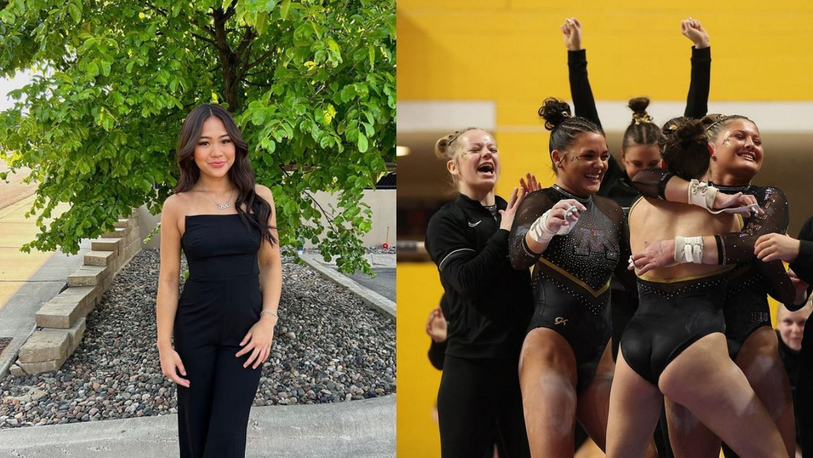 Suni Lee cheered for the University of Minnesota at their gymnastics meet 