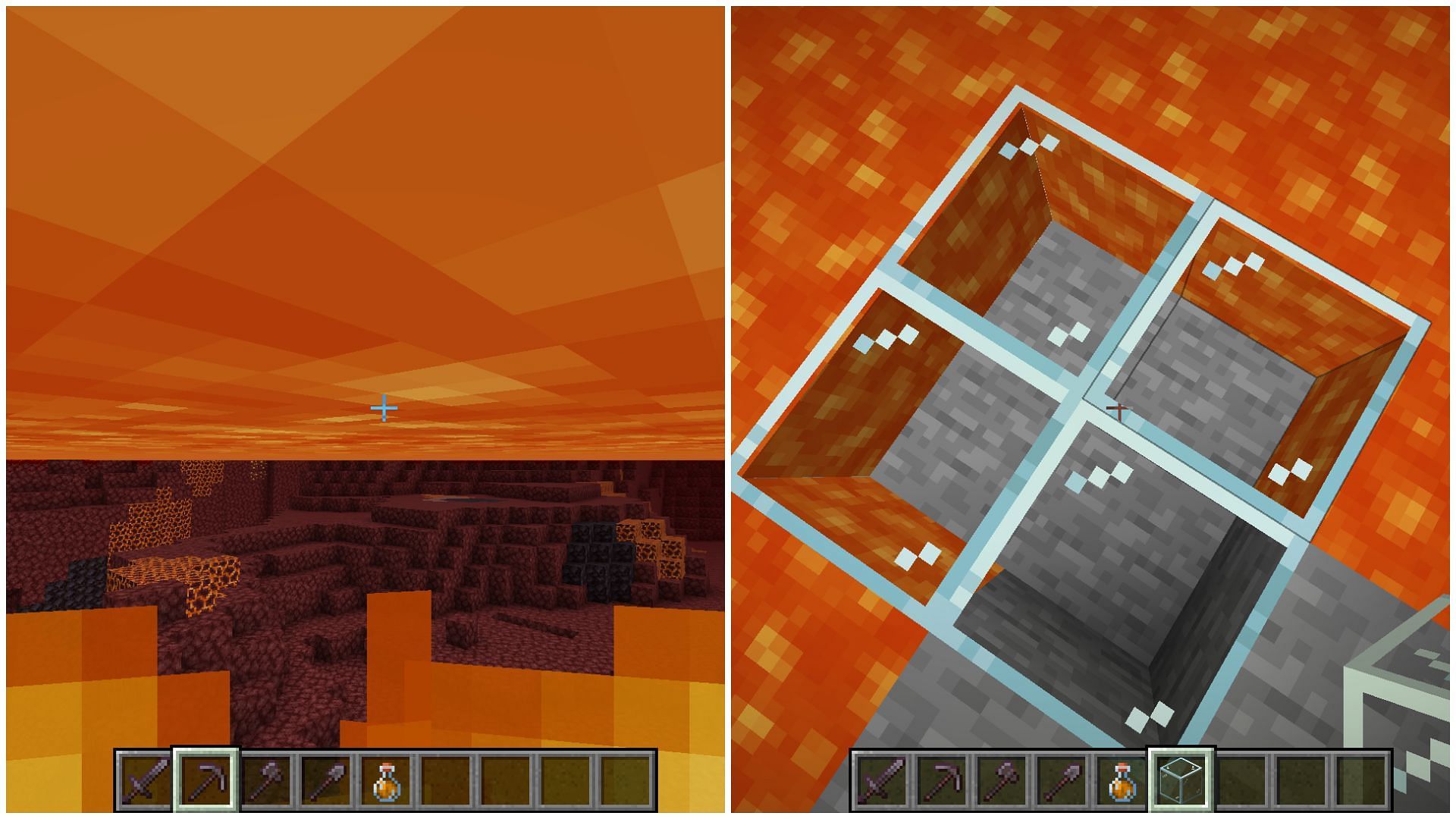 There are many ways to look under lava pools and lakes in Minecraft (Image via Mojang)