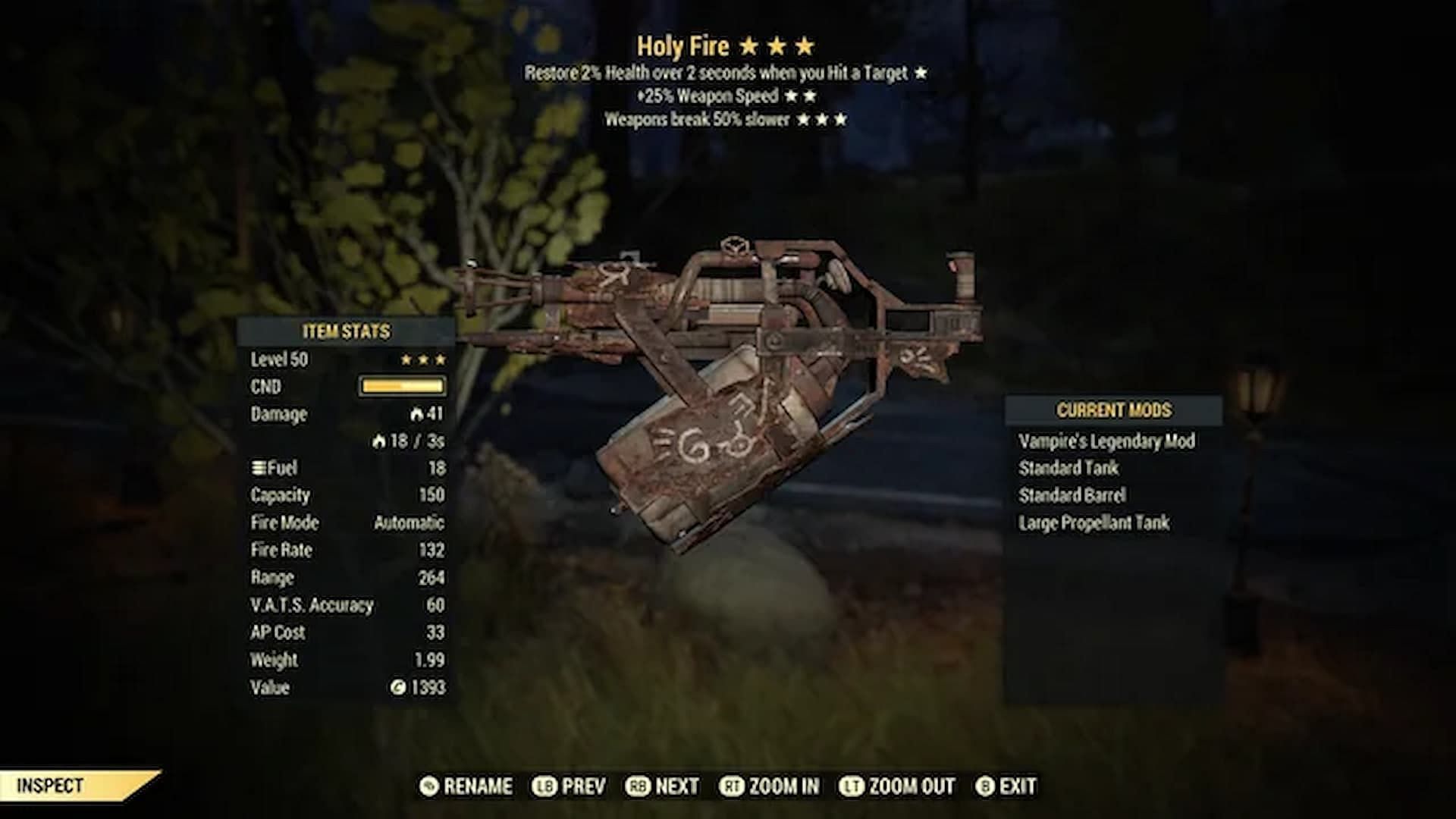 Holy Fire is a power flamer in Fallout 76 (Image via u/itz-tommi-lee on Reddit)