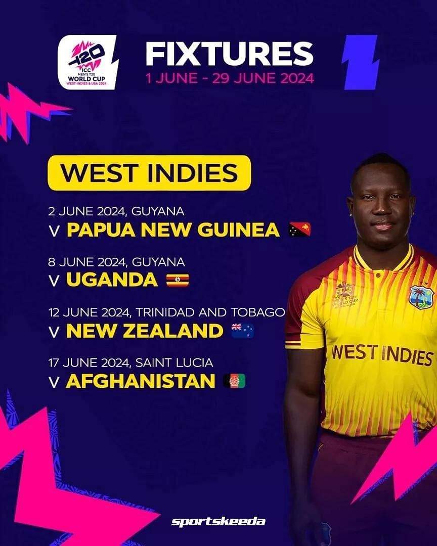 West Indies T20&nbsp;World&nbsp;Cup&nbsp;2024 Schedule