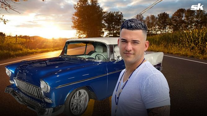 Veteran shortstop Jose Iglesias’ 1955 Chevrolet Bel Air convertible worth $104,500 in baby blue, a classic ride with a cultural statement