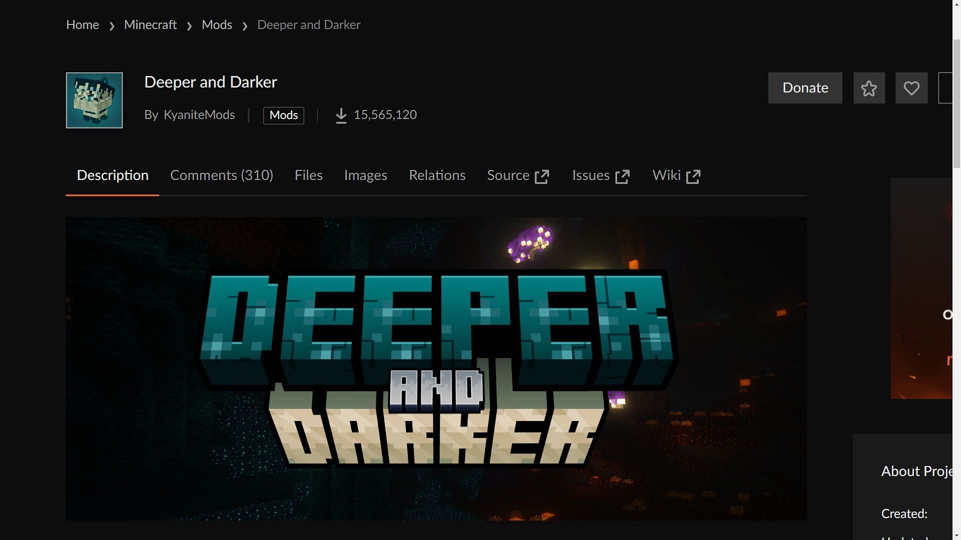 Deeper and Darker can be downloaded from the CurseForge website (Image via CurseForge)
