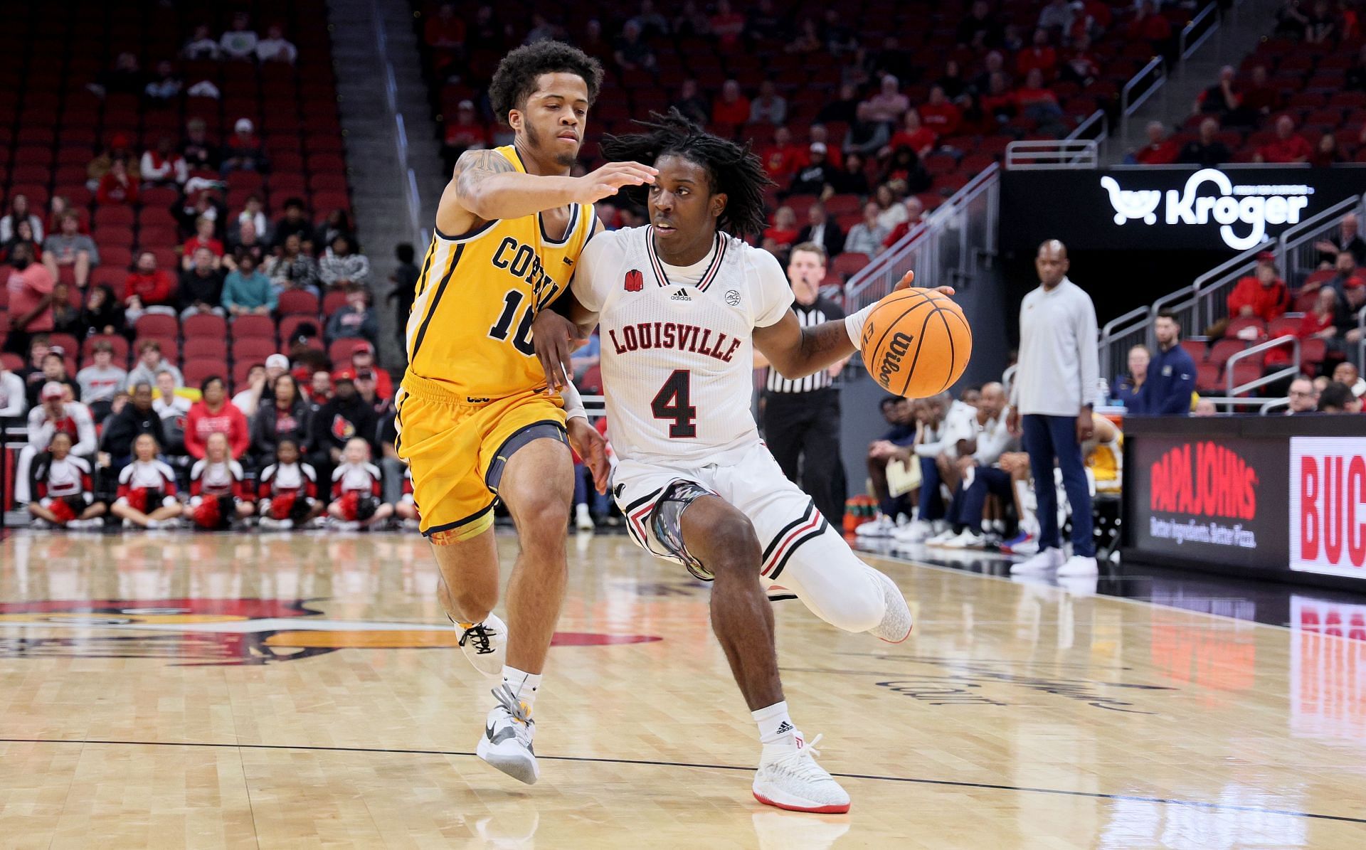 Coppin State, shown here against Louisville, may be missing a key player in a home game against Howard.