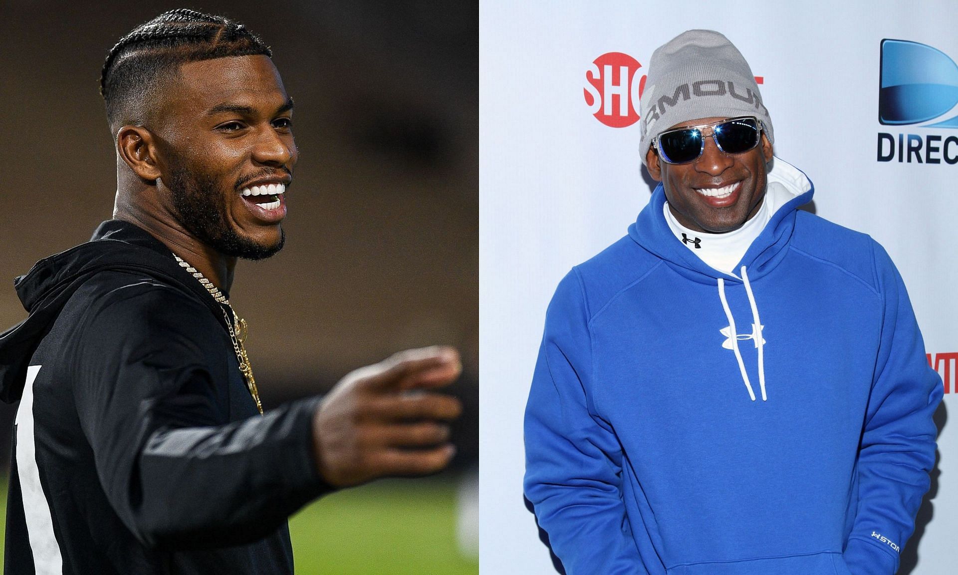 Shilo Sanders (left), Deion Sanders (right)