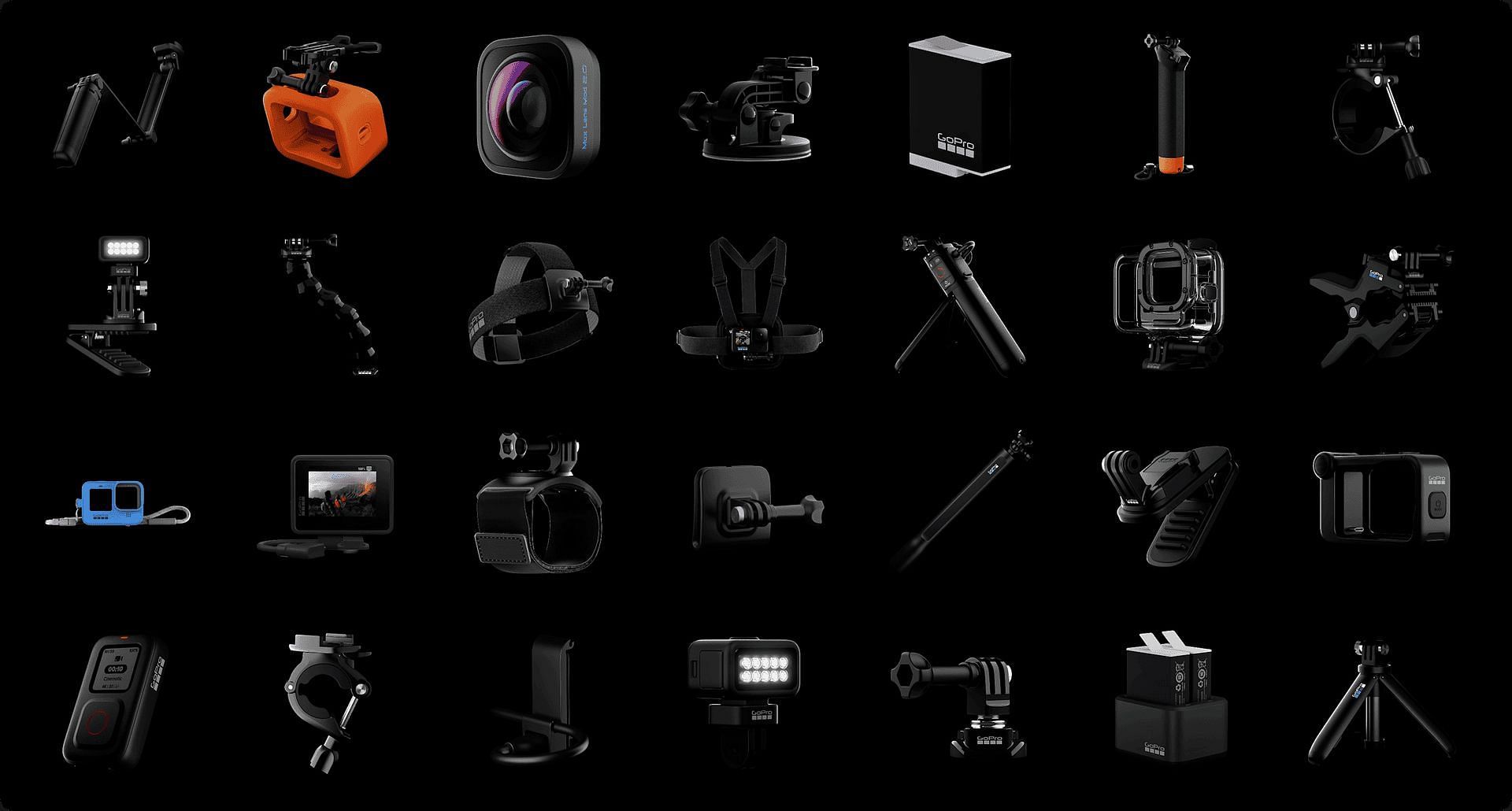 A wide array of accessories for the GoPro Hero12 Black (Image via GoPro)