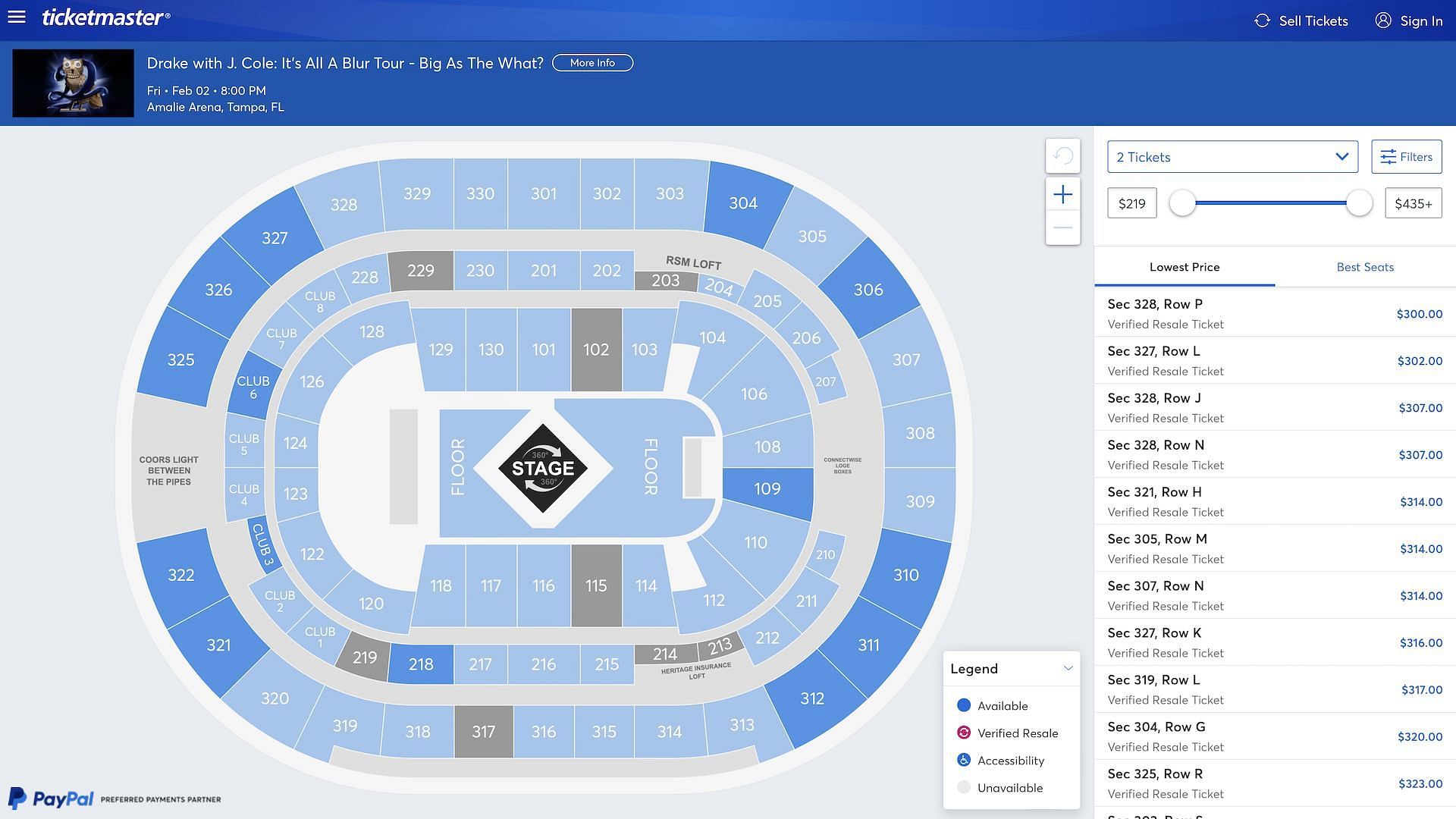 Ticket prices for the &quot;It&#039;s All a Blur - Big As The What?&quot; tour available on Ticketmaster&#039;s Official Website (Image via Ticketmaster website)