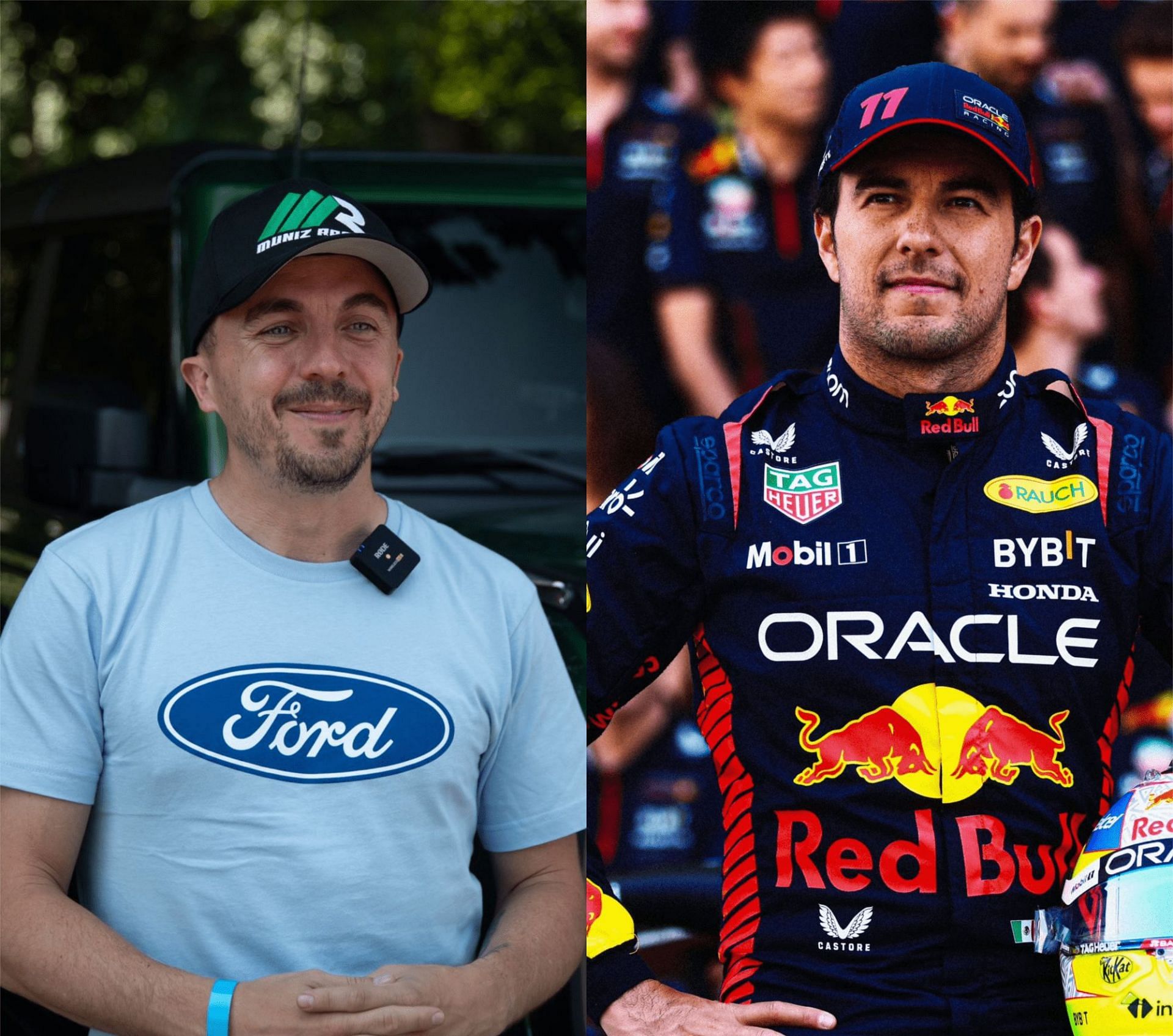 (L-R) ARCA Menards Series driver Frankie Muniz and F1 driver Sergio Perez