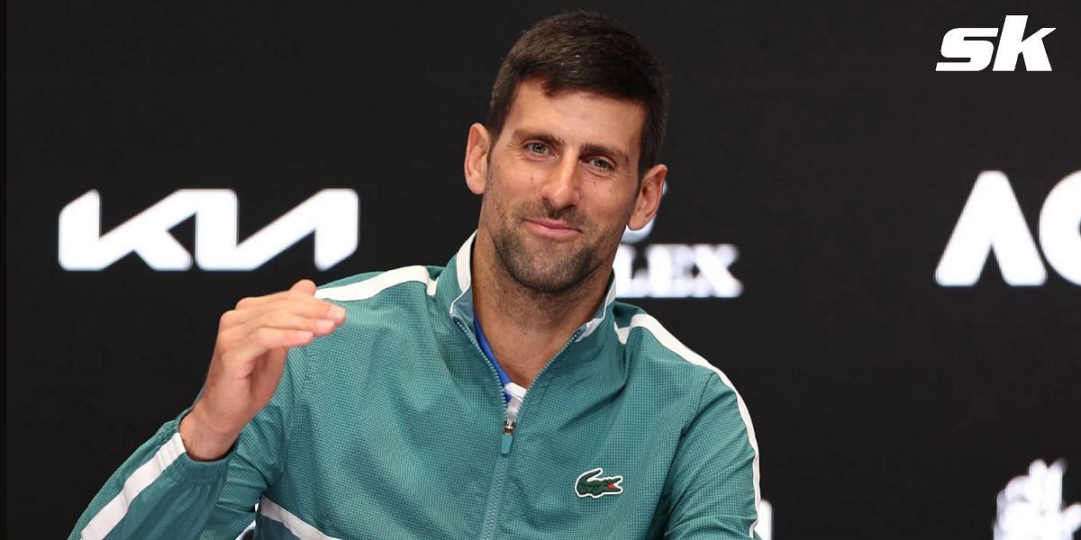 Novak Djokovic addresses the media at Australian Open 2024