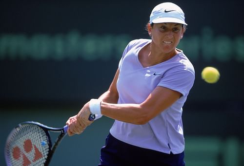 Monica Seles pictured at the 2000 Miami Open