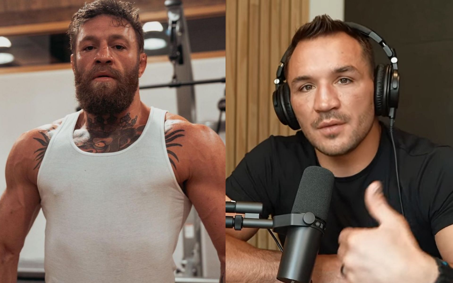 Michael Chandler (right) claims he originally requested a fight at a higher weight class against Conor McGregor (left) [Images Courtesy: @thenotoriousmma on Instagram and @michaelchandler on YouTube]