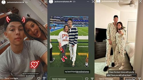 Photos posted by Jackson Mahomes for his mother's birthday.