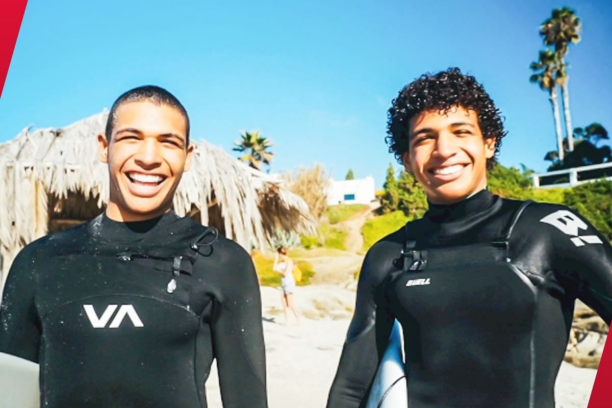 Tye Ruotolo and twin brother Kade Ruotolo enjoying a day out surfing