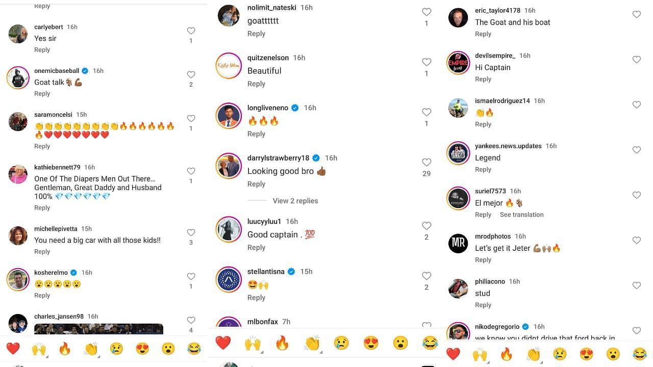 Derek Jeter&#039;s Instagram story&#039;s comment section