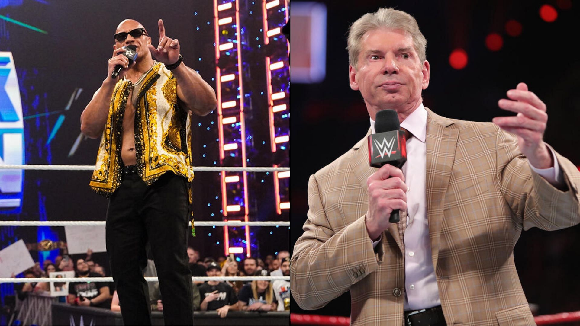 The Rock (left); Vince McMahon (right)