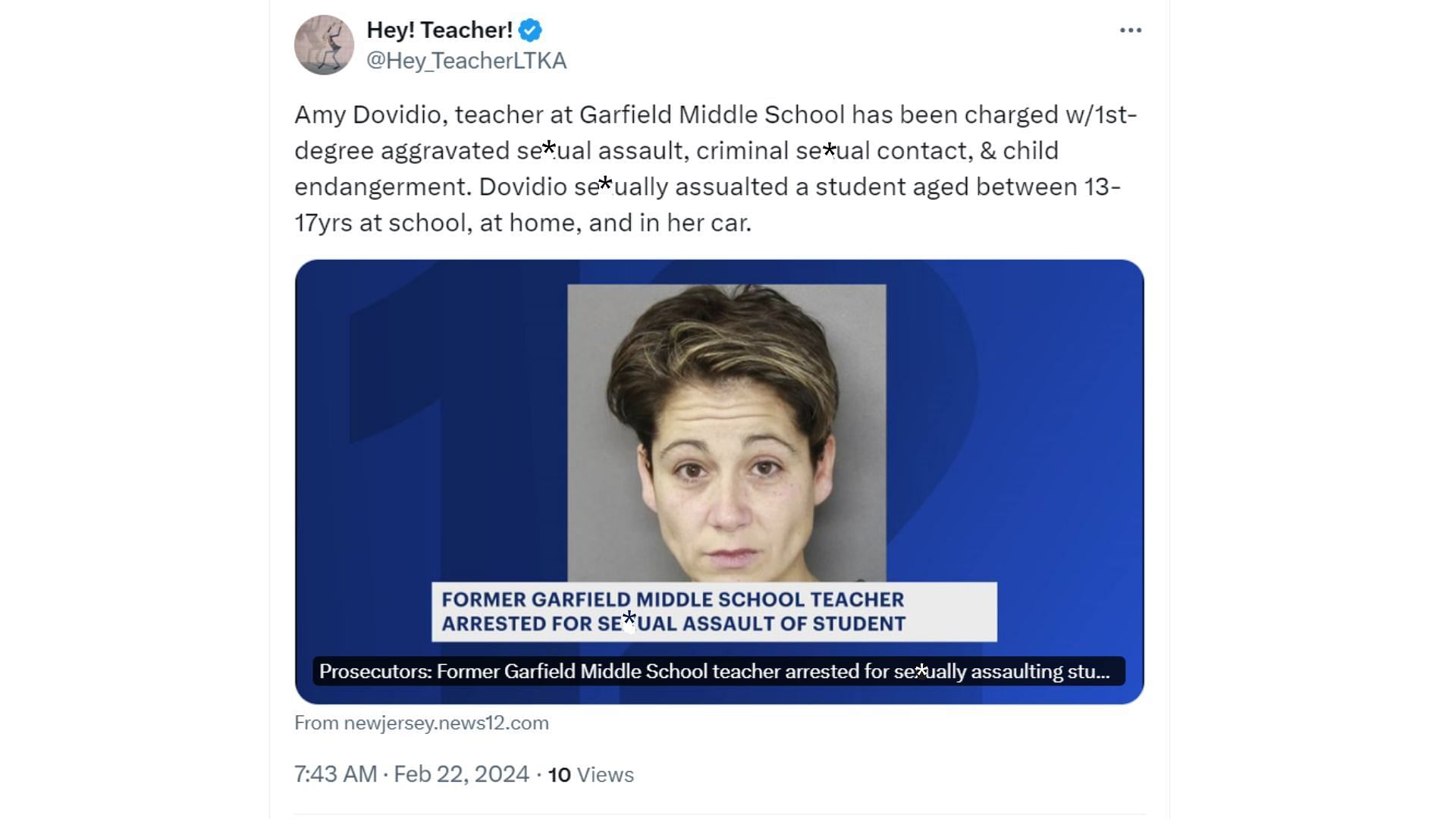 Amy Dovidio was charged with aggravated s*xual assault