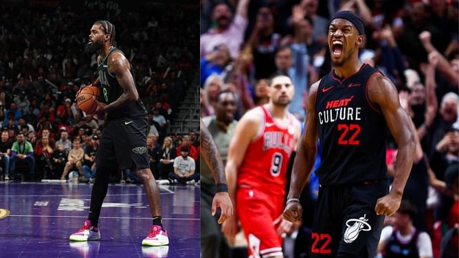 WATCH: Naji Marshall chokes Jimmy Butler initiating massive scuffle leading to 4 ejections and fan getting thrown out