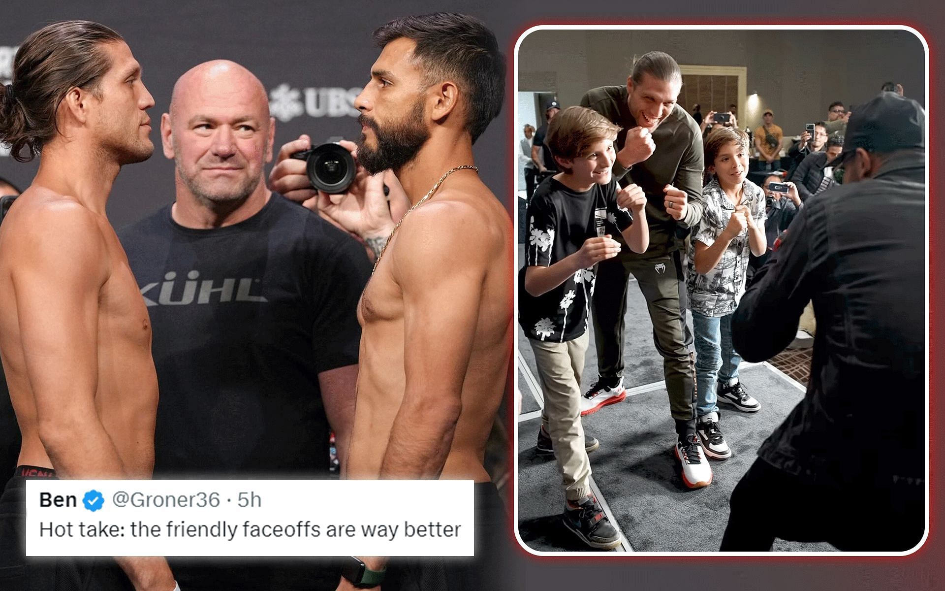 Fans react to Yair Rodriguez vs. Brian Ortega face off [Image via: @ufceurasia and @ufc on Instagram]