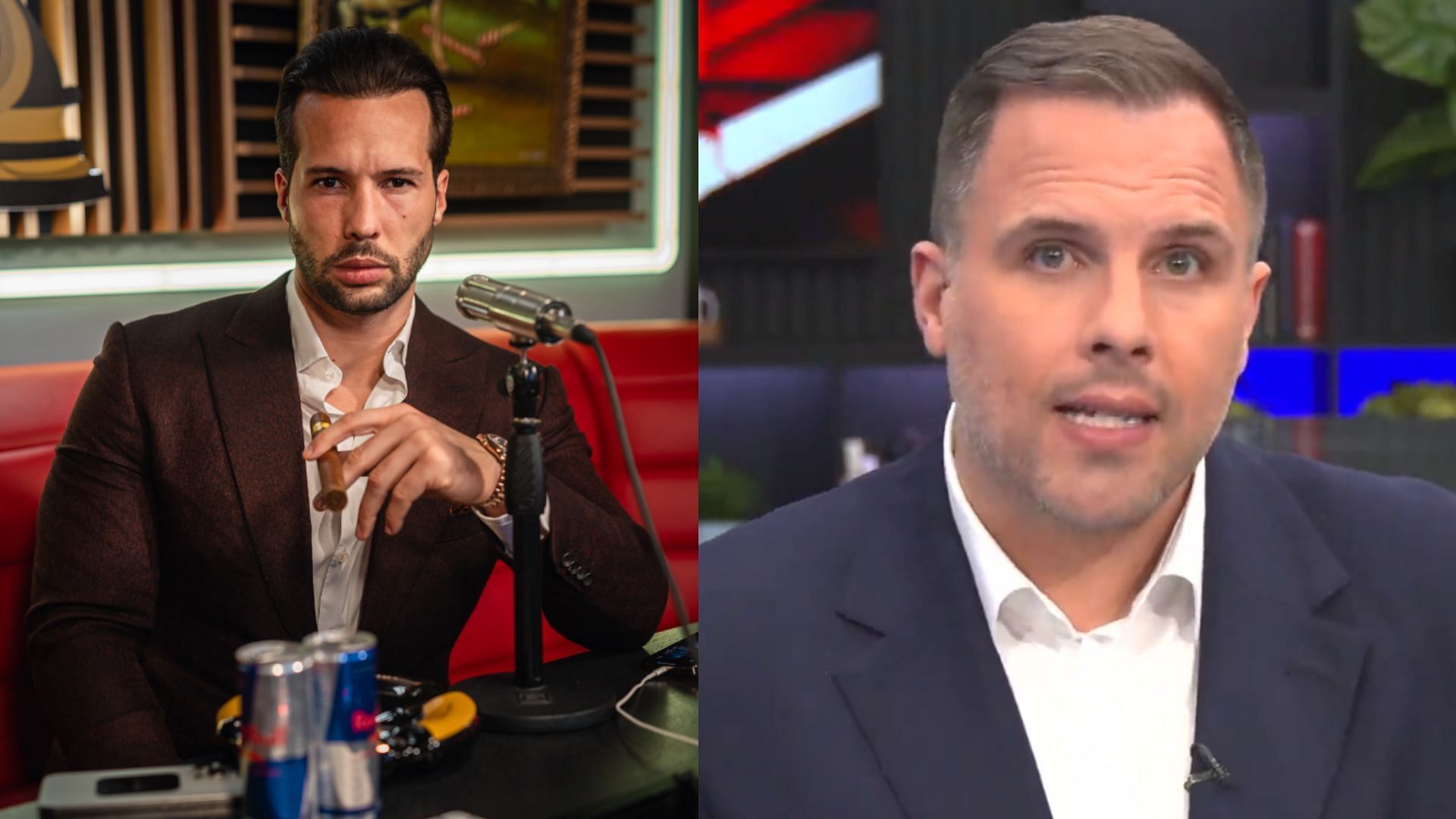 Tristan Tate (left) defends Dan Wootton (right) following news his sexual assault allegations have been dropped [Images courtesy of @tatethetalisman &amp; @danwootton on X]