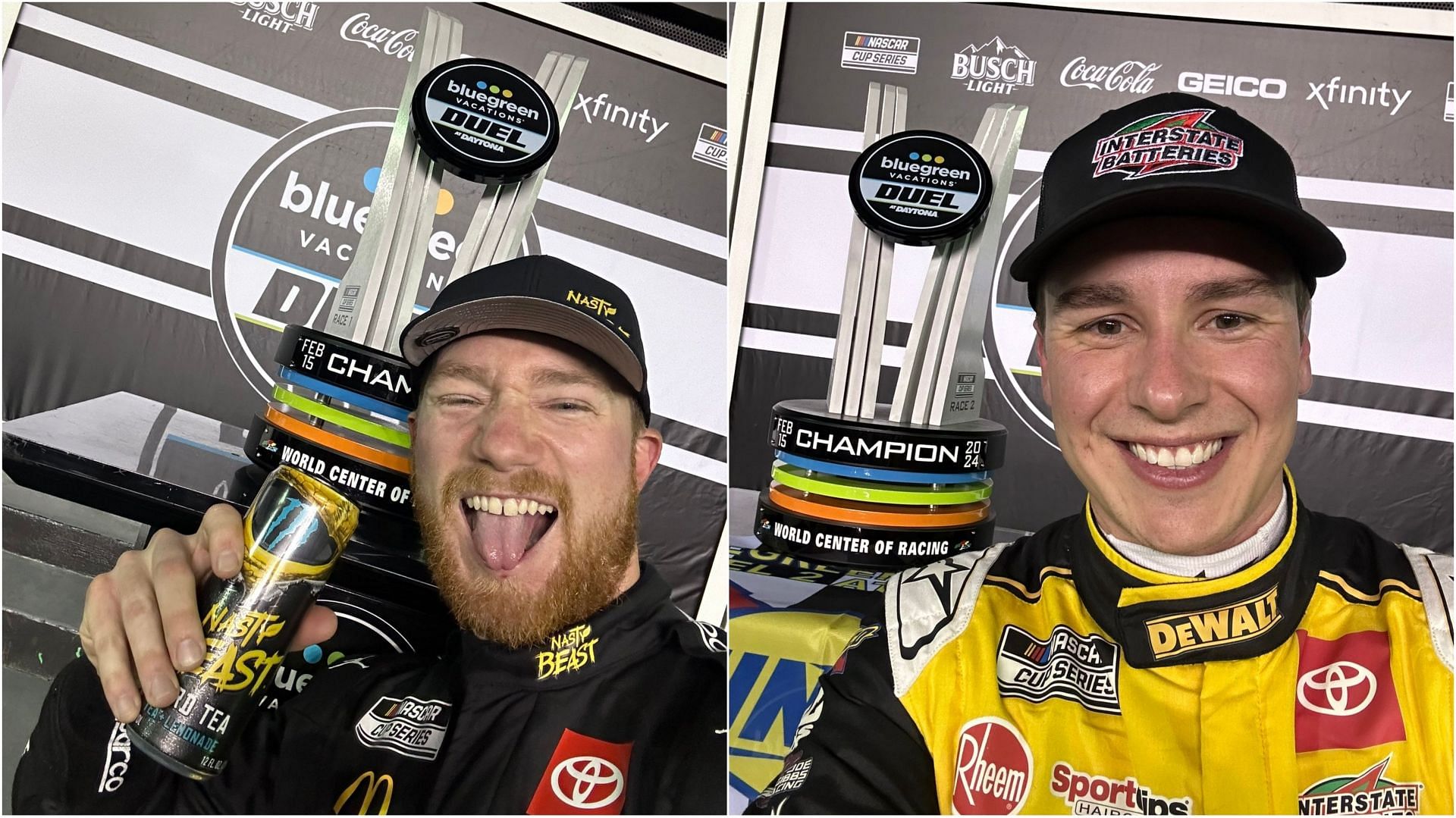 Christopher Bell and Tyler Reddick celebrate Daytona Duel victories (Image from X)