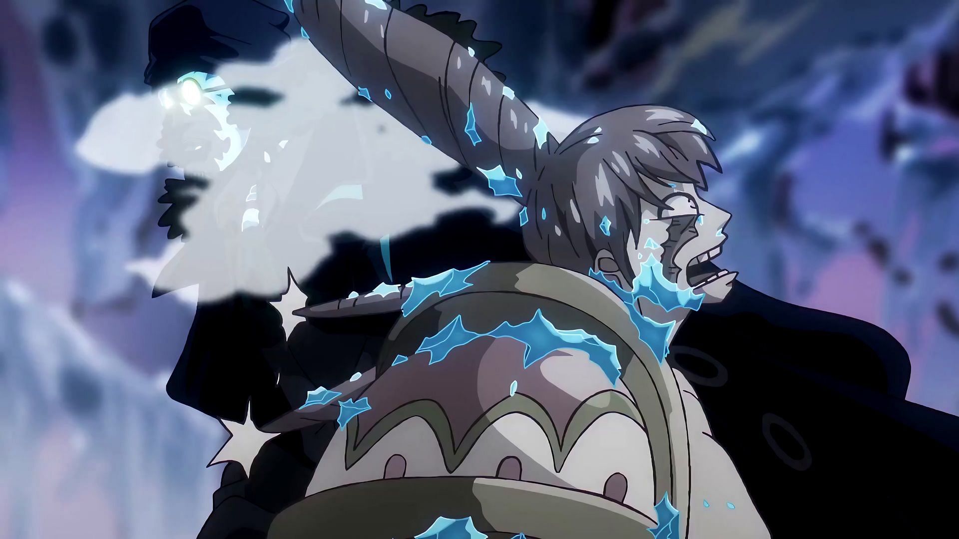 Cracker&#039;s defeat against Kuzan as seen in the One Piece anime (Image via Toei Animation)